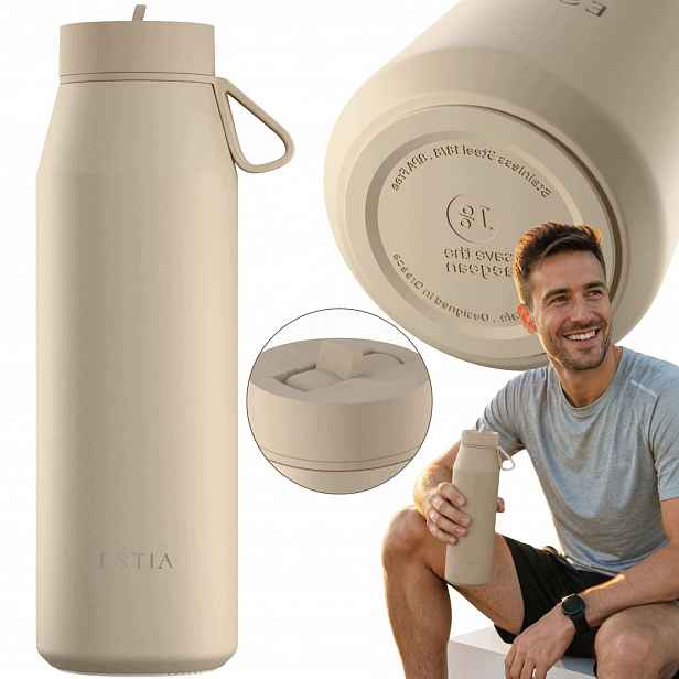 Termohrnek 800 ml Vzduchotěsný Láhev Na Pití na horké nápoje káva béžová Láhev