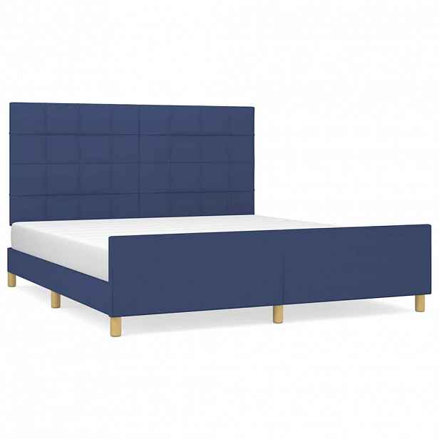 vidaXL Rám postele bez matrace modrý 180 x 200 cm textil
