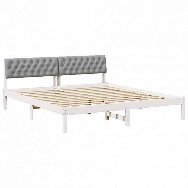 vidaXL Rám postele s čelo Bílá a světle šedá 180 x 200 cm
