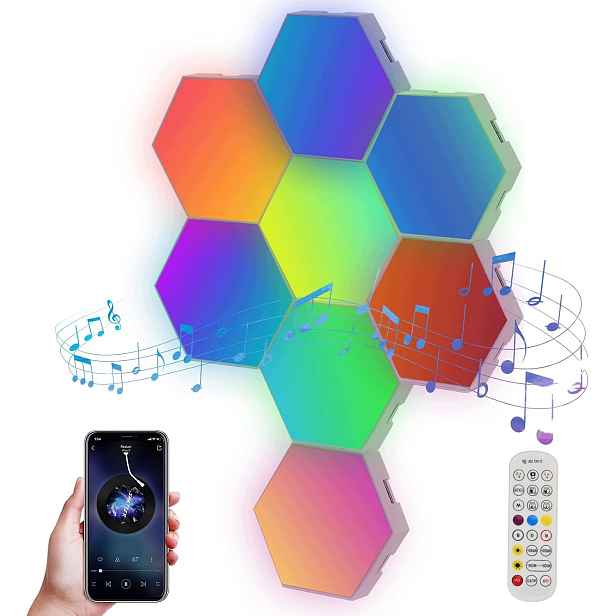 Herní Nástěnná Lampa Hexagon Rgb Modulární Synchronizace Hudby 8 Ks