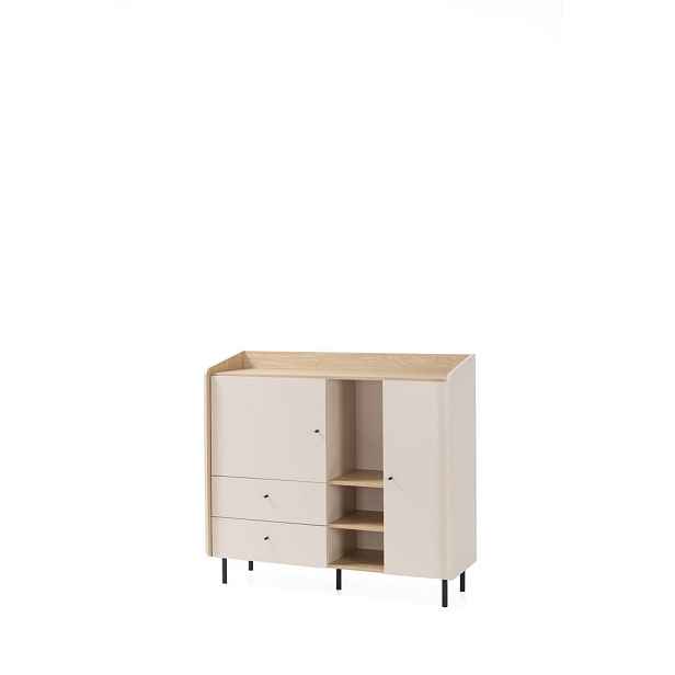 MASSENO KOMODA VETTA, 125/115/42 cm s 2 zásuvkami a 2 dvířky, béžová