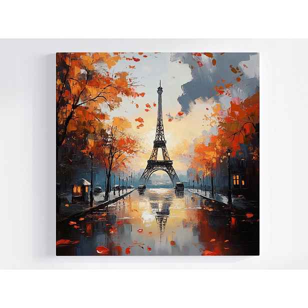 Obraz Na Plátně Canvas Paříž Eiffelova Věž Podzim Déšť Odraz 50x50