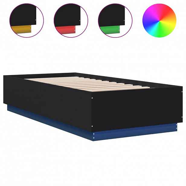 vidaXL Rám postele s LED osvětlením černý 100x200 cm kompozitní dřevo