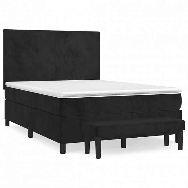 vidaXL Box spring postel s matrací černá 140 x 190 cm samet