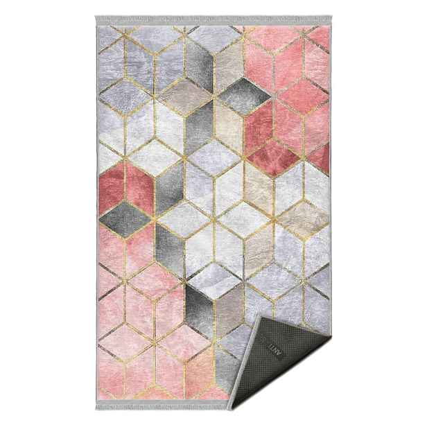 Šedo-růžový pratelný koberec 120x180 cm – Mila Home