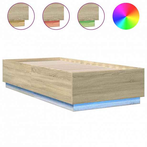 vidaXL Rám postele s LED osvětlením dub sonoma 100 x 200 cm kompozit