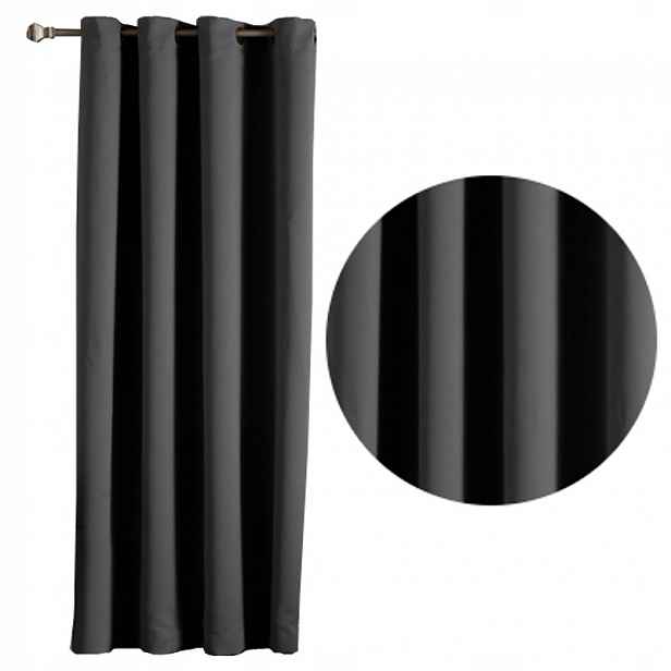 zatemňovací závěs Blackout 145x245 výška, silné záclony, barva Grafitová