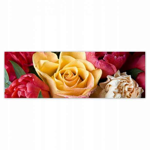 Plakáty 200x66 Kytice tulipánů s růží