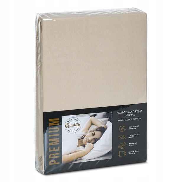 Prostěradlo jersey s gumičkou Premium 200x220 Eurofirany béžové