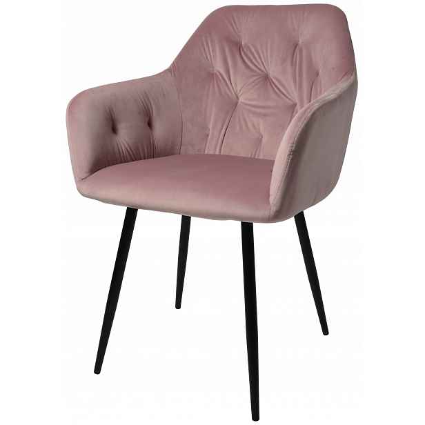 Velurové Křeslo Dankor Design Oki Starorůžová Nohy Černé