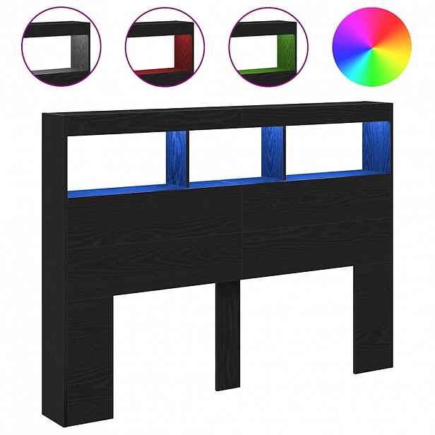 vidaXL Čelní skříň s LED diodami Dub černý 140x17x102 cm