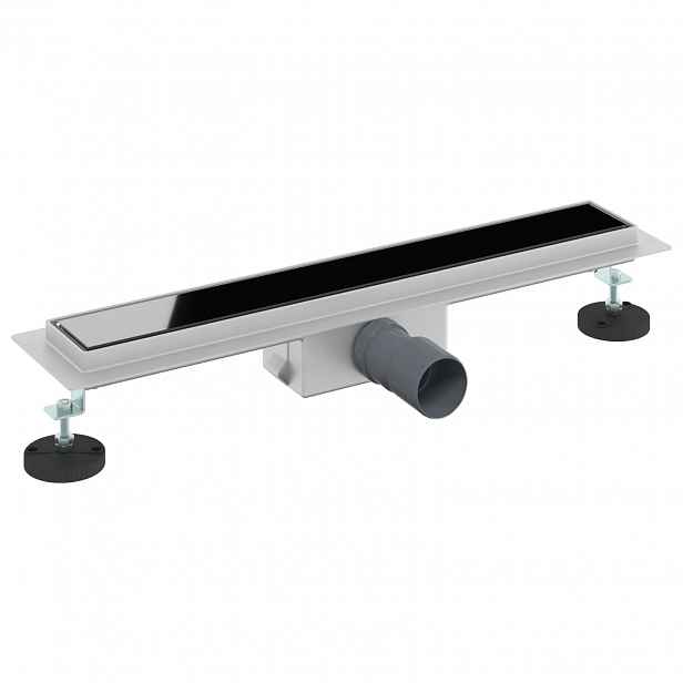 vidaXL Sprchový odtok s skleněným krytem Černá 60 cm Nerezová ocel 304