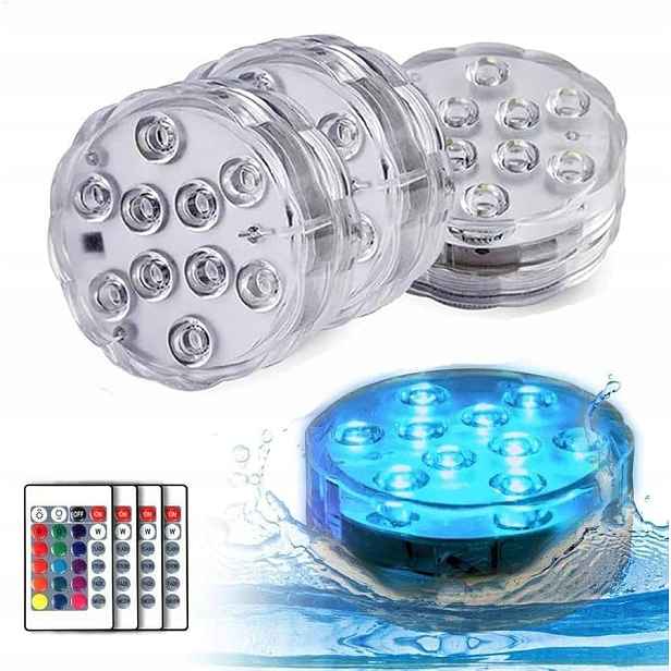 4 Osvětlení Bazénu Vodotěsná Akvarijní Lampa Vířivka Led Rgb S Dálkový Ovladač