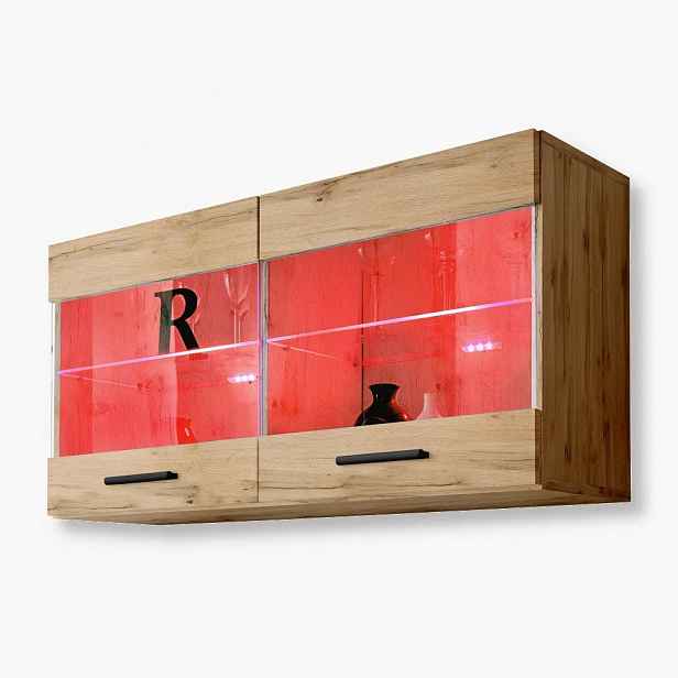 komodee Nástěnná vitrína Savona Různé Barvy Skleněné police Led Rgb