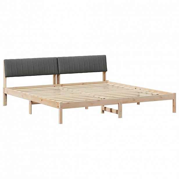 vidaXL Rám postele s čelo hnědá a tmavě šedá 200 x 200 cm