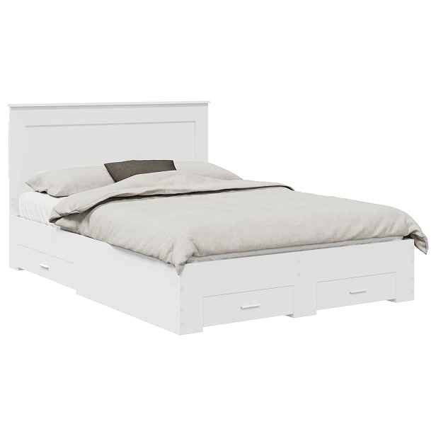 vidaXL Rám postele se zásuvkou Bílá 140 x 190 cm Kompozitní dřevo