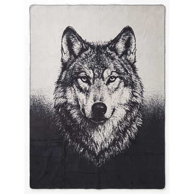 Deka bavlněný přehoz Moca Design Wolf 150 x 200 cm Vlk