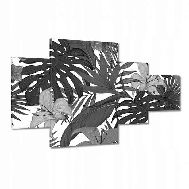 Hodiny 130x80 Černobílá monstera