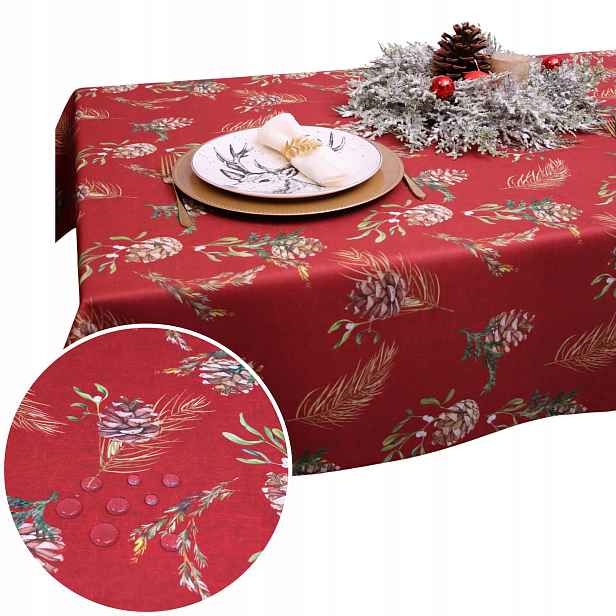 Vánoční ubrus BN25 – Šišky 275-4 Skvrnitý 180x140 Vánoce