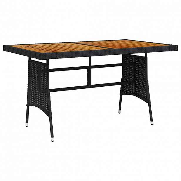 vidaXL Zahradní stůl černý 130 x 70 x 72 cm polyratan a masivní akácie