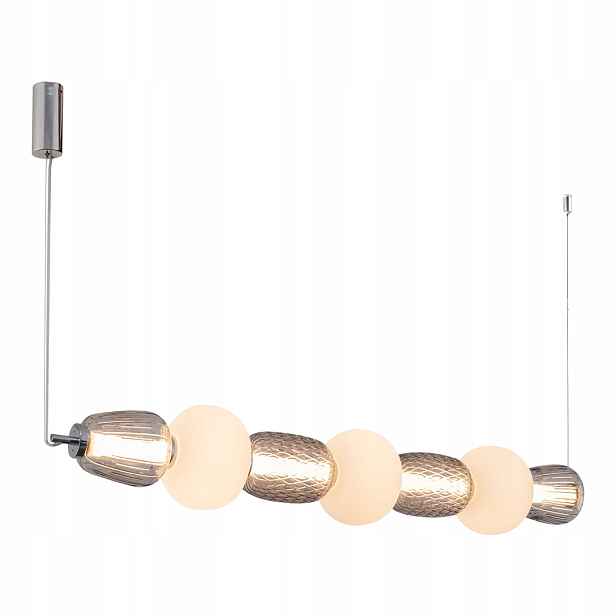 Závěsná Led lampa horizontální dekorativní chromovaná skleněná do obývacího pokoje 110 cm Milagro
