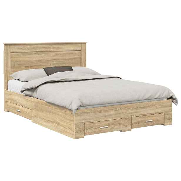 vidaXL Rám postele s čelo Sonoma dub 140 x 190 cm Kompozitní dřevo