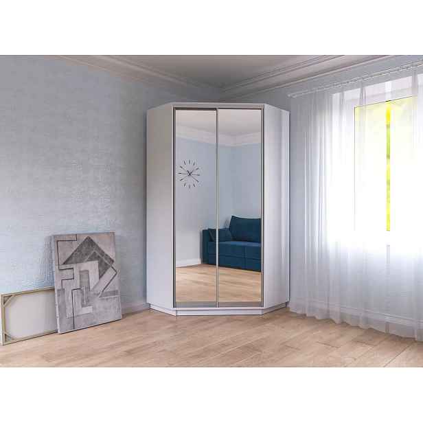 Casarredo Šatní skříň rohová CORA 110/220 - bílá/zrcadlo