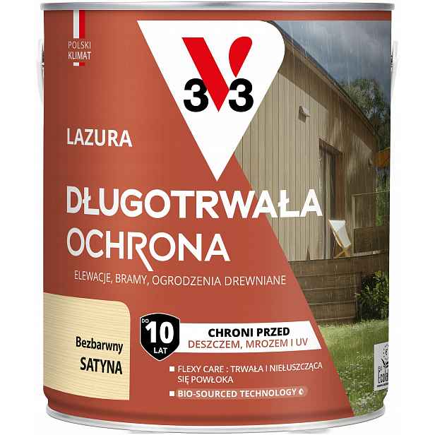 V33 Lazura Dlouhodobá ochrana 10 let Bezbarvý satén 2.5 L