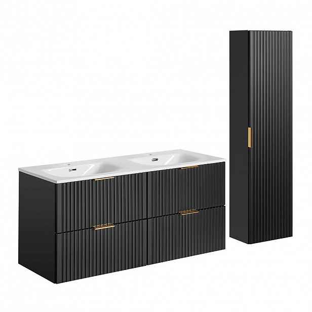 Petits-meubles KOUPELNOVÝ NÁBYTEK 120.4cm Adriel 2er-Set Matná černá