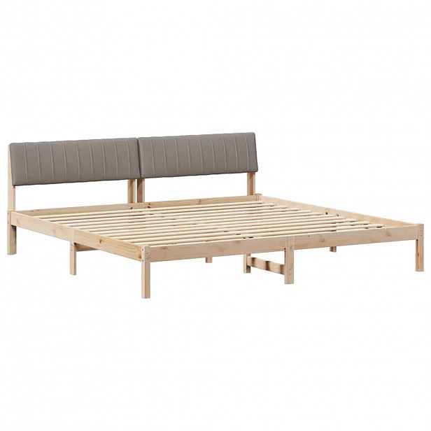 vidaXL Rám postele Hnědá a taupe 200 x 200 cm Masivní borovicové dřevo
