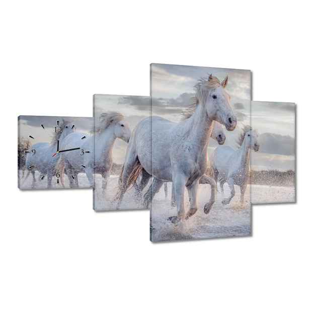 Hodiny 130x80 Divocí koně Wild Horses