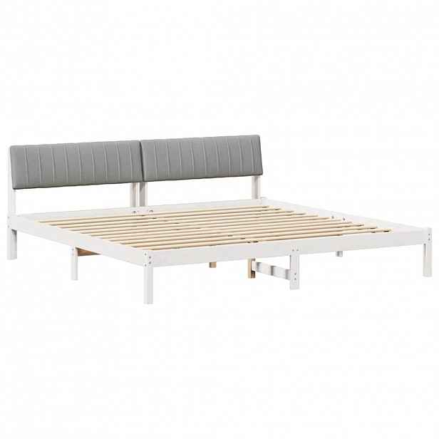 vidaXL Rám postele s čelo Bílá a světle šedá 200 x 200 cm