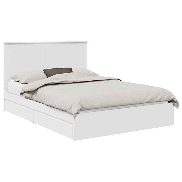 vidaXL Postel s úložným prostorem Bílá 140 x 190 cm Kompozitní dřevo