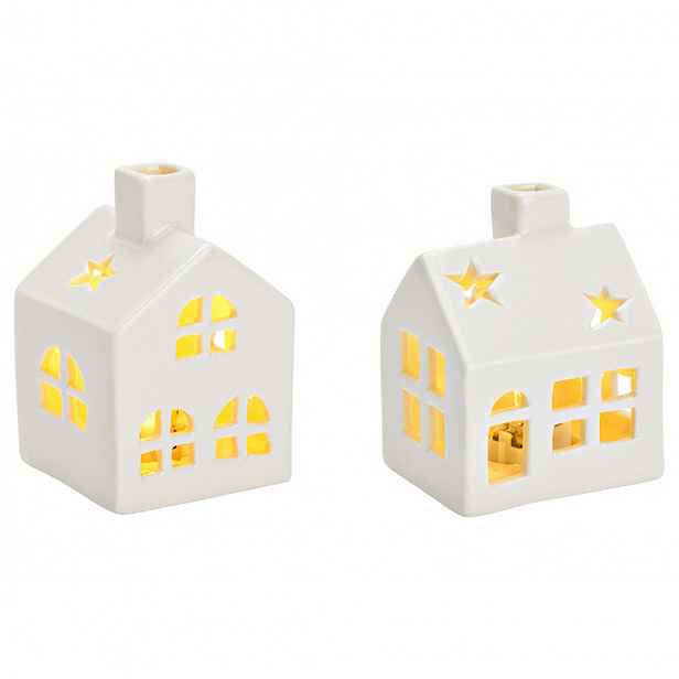 LED porcelánový domeček WHITE HOUSE 8 cm bílý - různé varianty