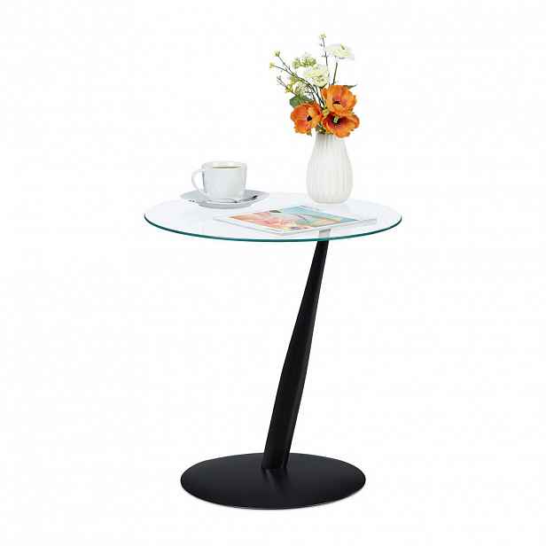 Relaxdays STOLEK černý transparentní sklo ocel H 49 cm