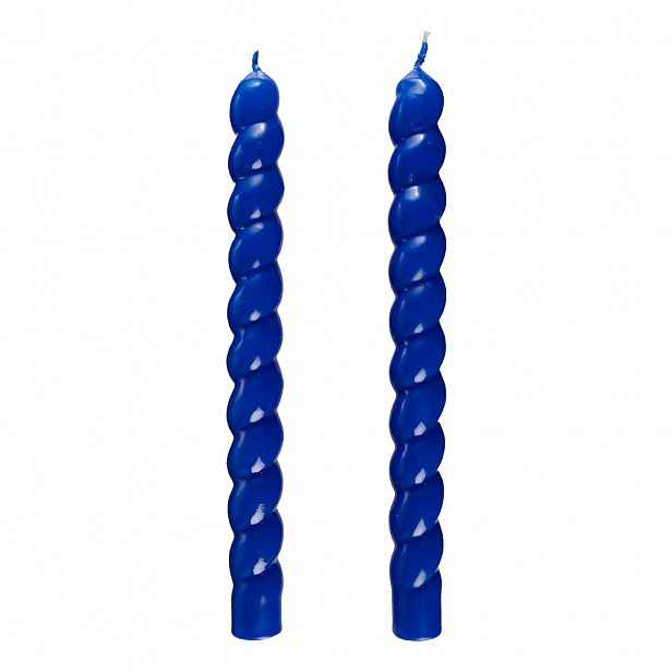 TWISTED Sada lesklých svíček 2 ks 25,5 cm - modrá