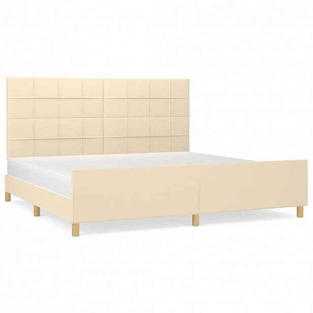 vidaXL Rám postele bez matrace krémový 200 x 200 cm textil