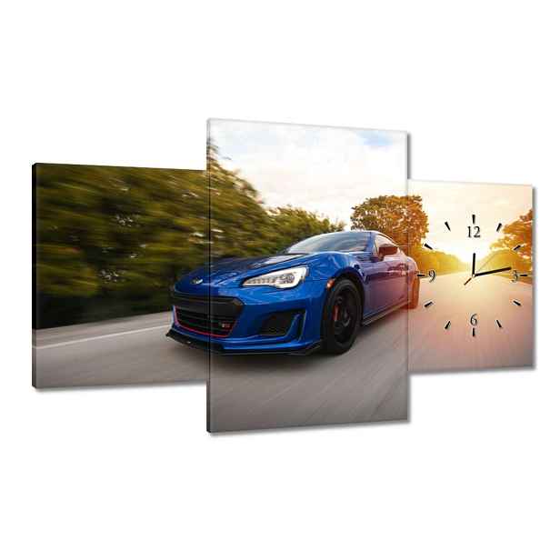 Hodiny 100x60 Automobilový průmysl Modré Auto