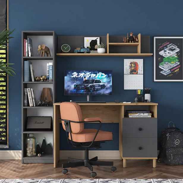 Casarredo PC stůl s regály LANARK - ořech/antracit