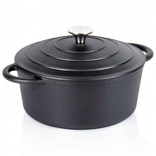 Litinový Hrnec s poklicí, kotlík, pekáč, kulatý Pekáč , 22 cm, 2,6 l