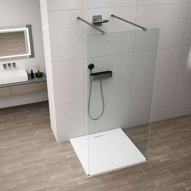 Polysan Esca - Sprchová stěna Walk-In 120x210 cm, Antidrop, čiré sklo/gun metal ES1012-12