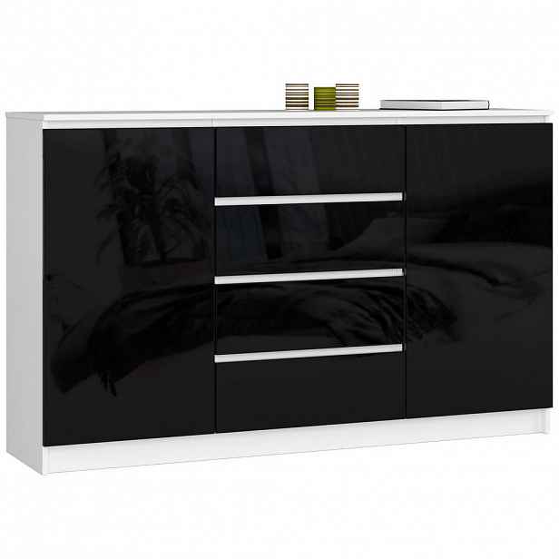 RAUMHIRSCH FURNITURE KOMODA bílá, lesklá černá 99/160/40