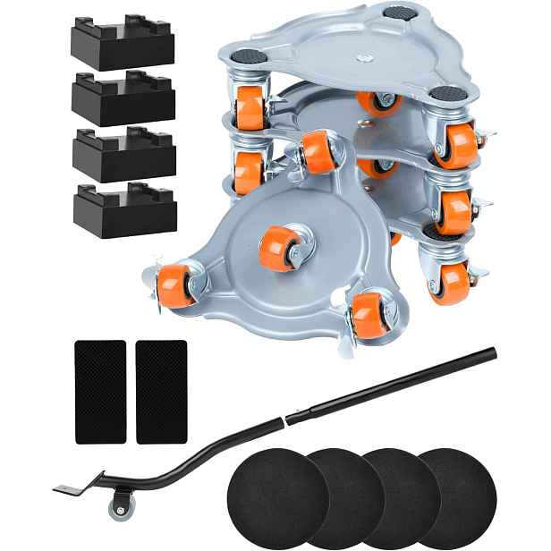 Sada na přemisťování nábytku o hmotnosti 400 kg s zvedákem a 360° kolečky