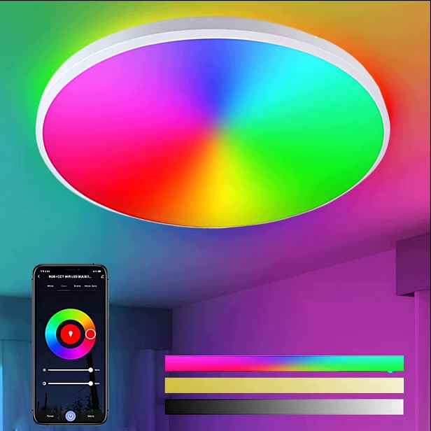 Lampa Stropní Svítidlo Led Rgb Bílá Cct 2700K-6500K Wifi Tuya Dálkový Ovladač Rf Aplikace
