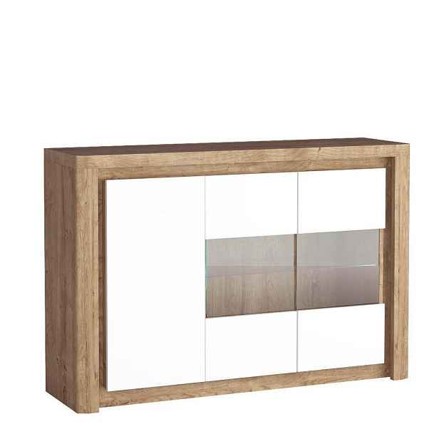 MASSENO KOMODA VARUS, 144/97,5/40,5 cm se zásuvkami a 3 dvířky, dekor dub
