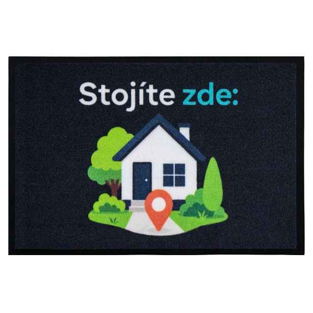 Rohožka GPS (Stojíte zde) 40x60 cm - na ven i na doma, 40x60, černá, Mercury Flooring