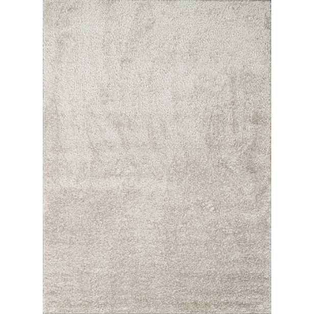 Světle šedý tlustý koberec typu shaggy do obývacího pokoje nebo ložnice, 120 x 160 cm