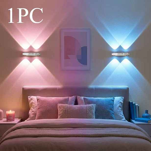 TEMU 1ks Kreativní nástěnné svítidlo s dvojitým okem a měnící se barvou RGB, aktivace inteligentním pohybovým senzorem, magnetické upevnění bez
