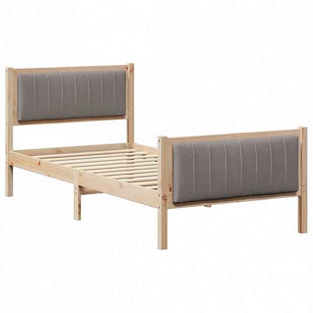 vidaXL Rám postele Hnědá a taupe 90 x 190 cm Masivní borovicové dřevo