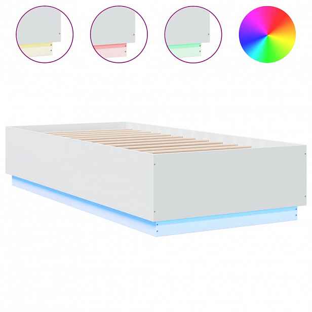 vidaXL Rám postele s LED osvětlením bílý 90 x 200 cm kompozitní dřevo